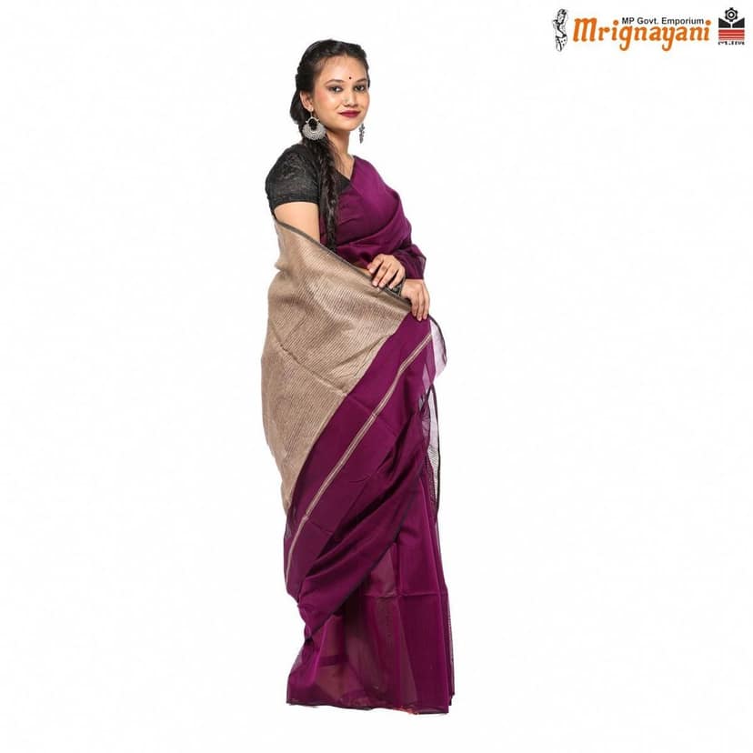 HANDLOOM MAHESHWARI SILK SAREE WITH BLOUSE (SKU - 3S0125030422, SAREE - 1210) view 2