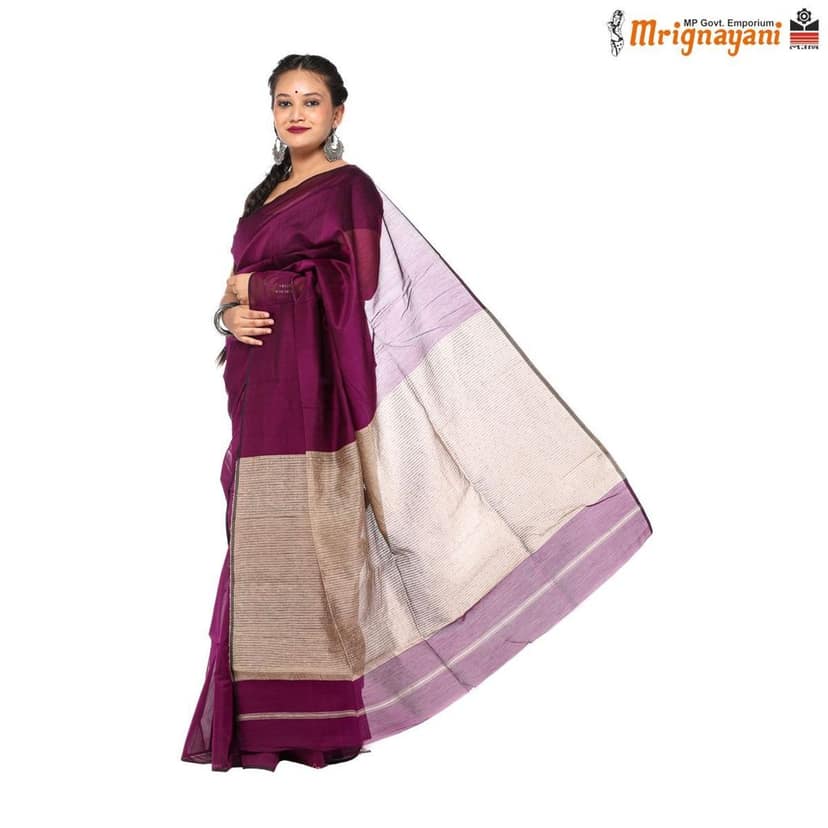 HANDLOOM MAHESHWARI SILK SAREE WITH BLOUSE (SKU - 3S0125030422, SAREE - 1210) view 3