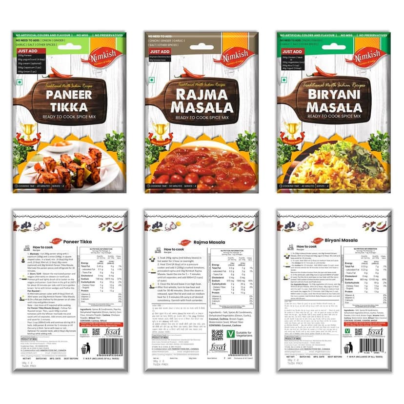 Nimkish Veg Curry Spice Combo Pack of 10 | Ready-to-Cook Indian Masala Premix | Value Kitchen Pack view 3