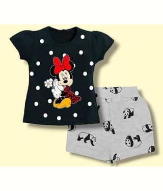 CUTEVIBE Pack of 1 Baby Girls Cotton Blend Top & Shorts ( Black )