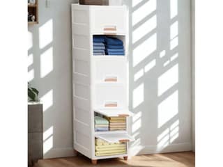 Homeness X-Large Storage Cabinet 45x38x35 CM, Foldable Plastic Almirah for Clothes, Stackable Organizer for Home, Bedroom & Kitchen - White - 6