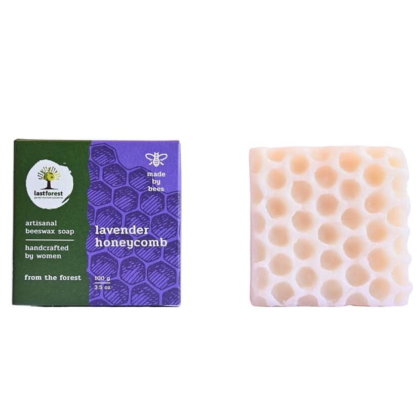 Last Forest Beeswax Soap (100gm), Herbal Bathing Soap for Glowing Skin, Handcrafted, Handmade, 100% Natural Ingredients, Moisturizing, Natural Beeswax, Bathing Soap for Men & Women (Lavender) view 4