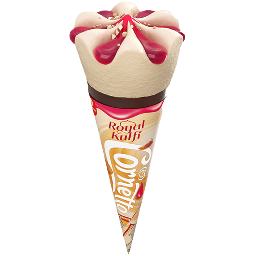 Kwality Walls Cornetto - Royal Kulfi, Filled With Rose Sauce & Almonds, 105 Ml