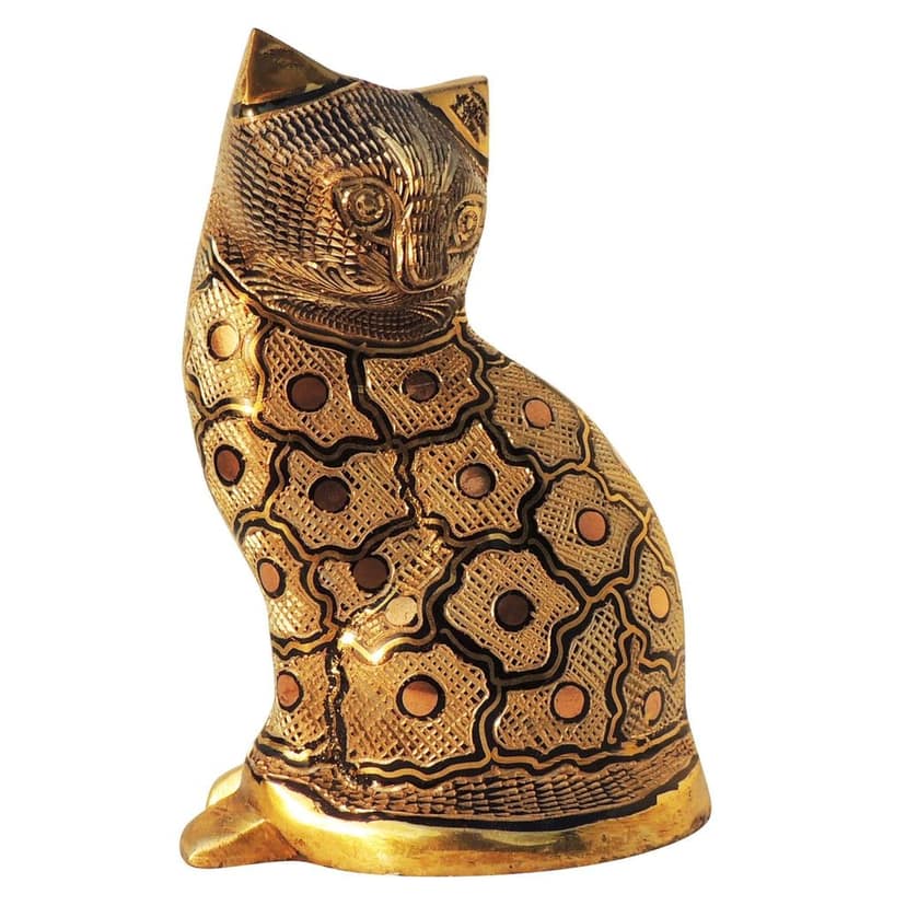 Brass Table Decor Showpiece Cat Statue (ANMAS046 B) view 2
