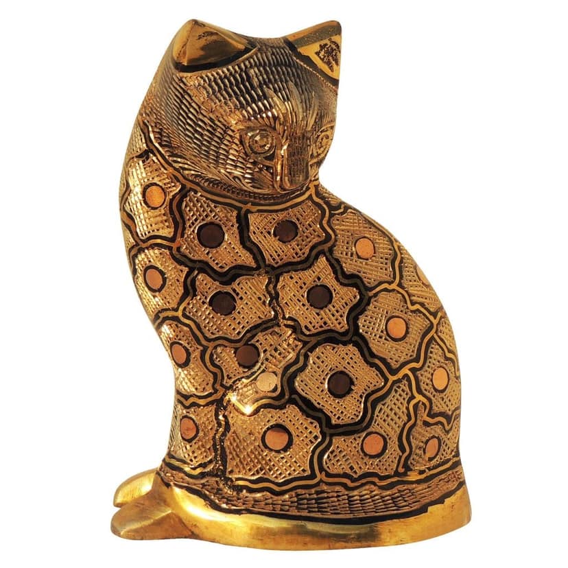 Brass Table Decor Showpiece Cat Statue (ANMAS046 B) view 3