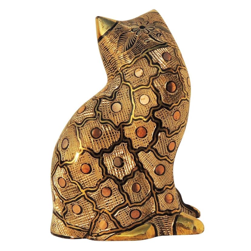 Brass Table Decor Showpiece Cat Statue (ANMAS046 B) view 4