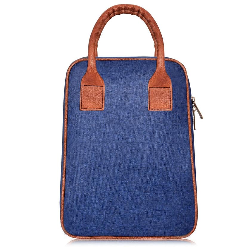 Serene Blue: Linen Textured Insulated Tiffin Bag/Lunch Bag Unisex (TB01)