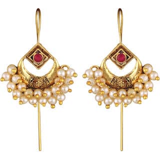 Vivastri Pearl Drop Cuff Earring for Women and Girls [VIVA2745ERG-RED]