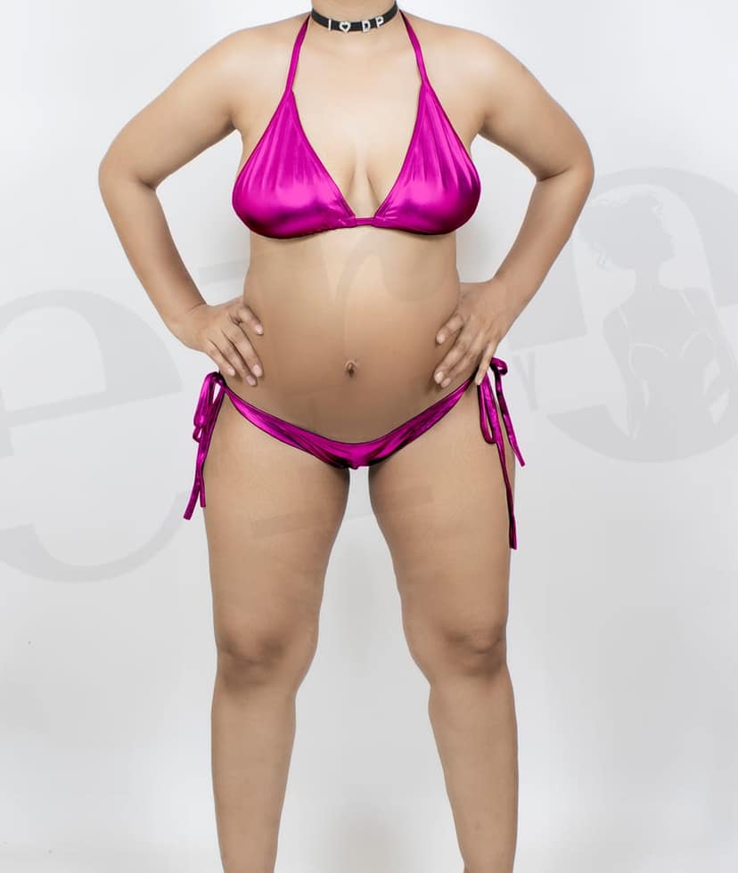 Pink Shiny, Stretchy Red Metallic Free Size Lingerie Set for Women view 4