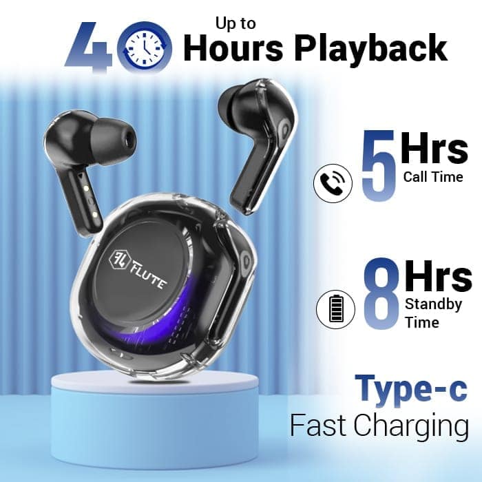 Flute Ultrapods Pro Wireless Earbuds - Active Black view 7