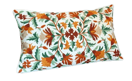 Luxury Hand Embroidered Decorative Pillow With Floral Pattern
