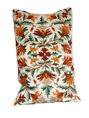 Luxury Hand Embroidered Decorative Pillow With Floral Pattern view 2