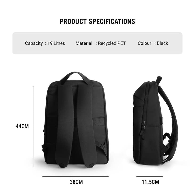 DailyObjects Backpack Ultra Light Office/Travel Laptop Backpack for Men & Women with 15inch Compartment, Water-Repellent, MultiPocket, Bottle Holders with Trolley Strap Black