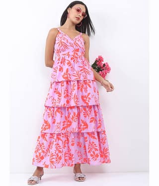 Ketch Women Polyester Printed Fit & Flare Dress ( Purple )