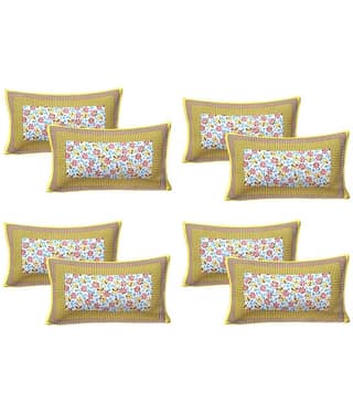 AJ Home Pack of 8 Cotton Yellow Pillow Cover (17 X 27 Inch)