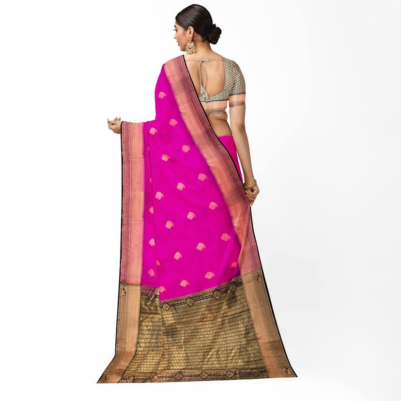 Magenta Color Small Mango Butta Saree with Unstitched Blouse view 3