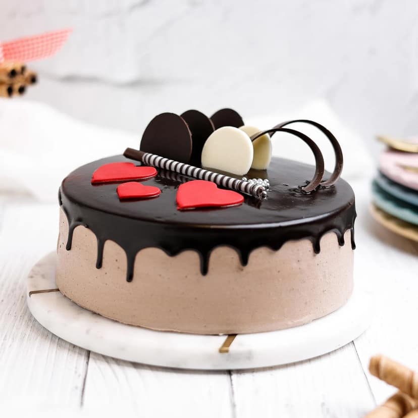 Red Hearts Chocolate Cake Half Kg view 4