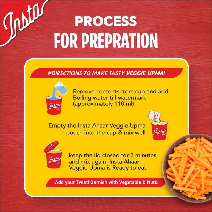 Insta Ahaar Masala Oats - Cup 55g | Ready-to-Eat | Instant Snack view 5