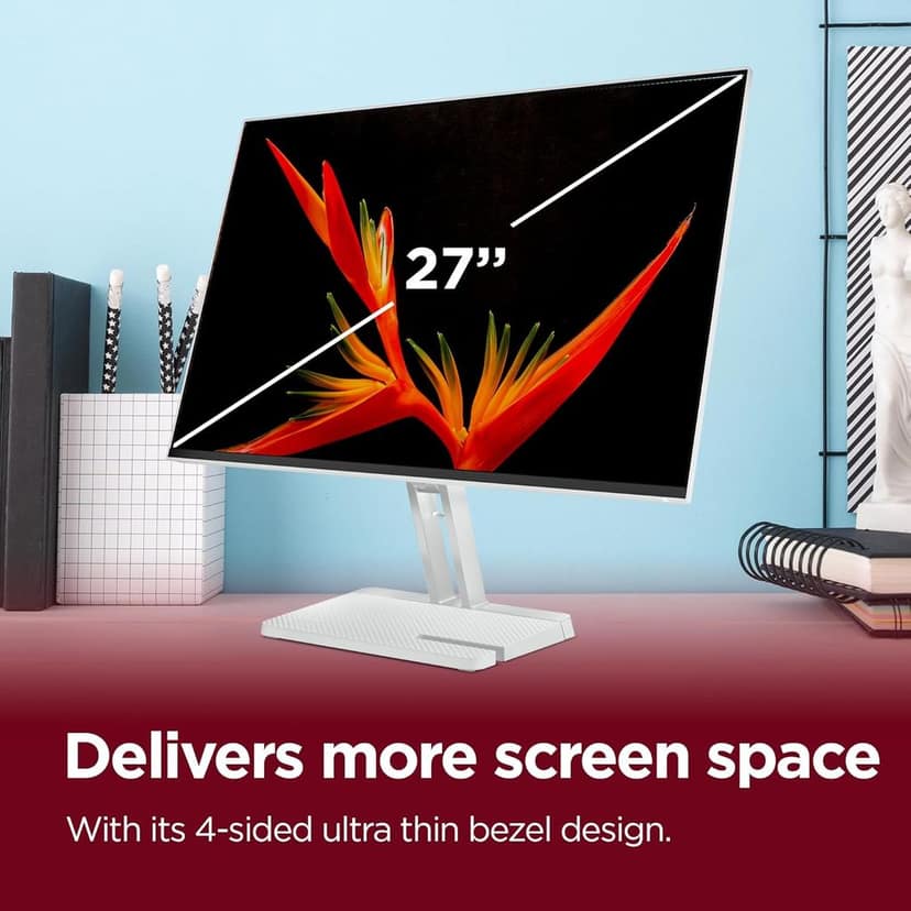 Lenovo L27-4C| 27 Inch (68.58 cm) Ultraslim Monitor, FHD 1920x1080, IPS, 144Hz, 99% sRGB, 1ms, 2x3W Speakers, Dual HDMI, Display Port, Audio port, AMD FreeSync,Eyesafe, Bezel-Less, VESA mount, Grey
