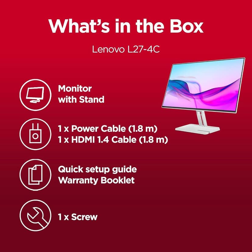 Lenovo L27-4C| 27 Inch (68.58 cm) Ultraslim Monitor, FHD 1920x1080, IPS, 144Hz, 99% sRGB, 1ms, 2x3W Speakers, Dual HDMI, Display Port, Audio port, AMD FreeSync,Eyesafe, Bezel-Less, VESA mount, Grey view 3