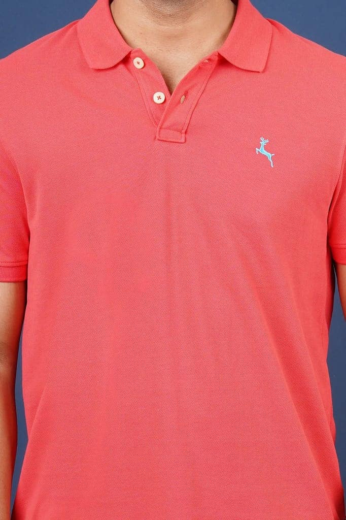 Men's Dk.Pink Embroidery Polo T-Shirt view 4