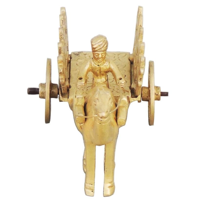 Brass Showpiece Camel Cart Without Roof Statue, Height : 2.36 Inch (BSMAS088) view 3