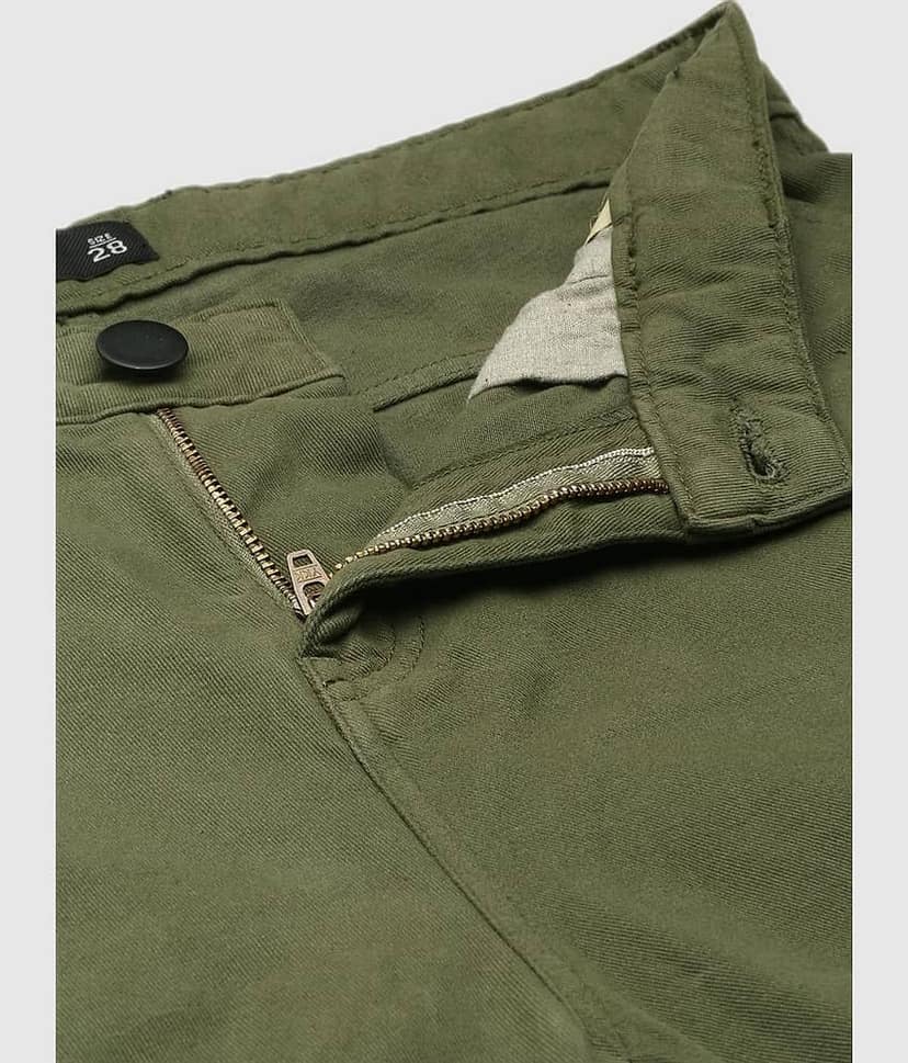 Women Light Brown Overdyed Slim Fit Solid Cargo Trousers view 4