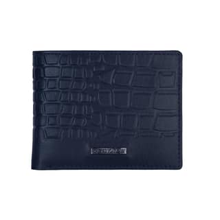 Red Tape Navy Bi-Fold Leather Wallet for Men | RFID Blocking Protection | Metal Logo Embossed | 6 Card Slots & 2 Currency Compartments