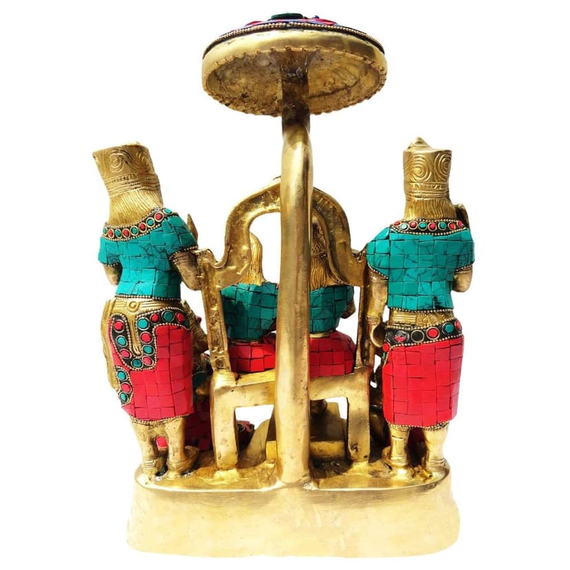 Brass Ram Darbar Stone Finish Idol | Premium Ram Parivar God Murti, Height : 14 Inch (BSMAS330) view 3