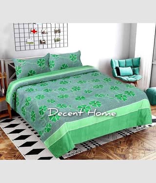 Decent Home Microfiber 1 Double Bedsheet with 2 Pillow Covers ( Green )