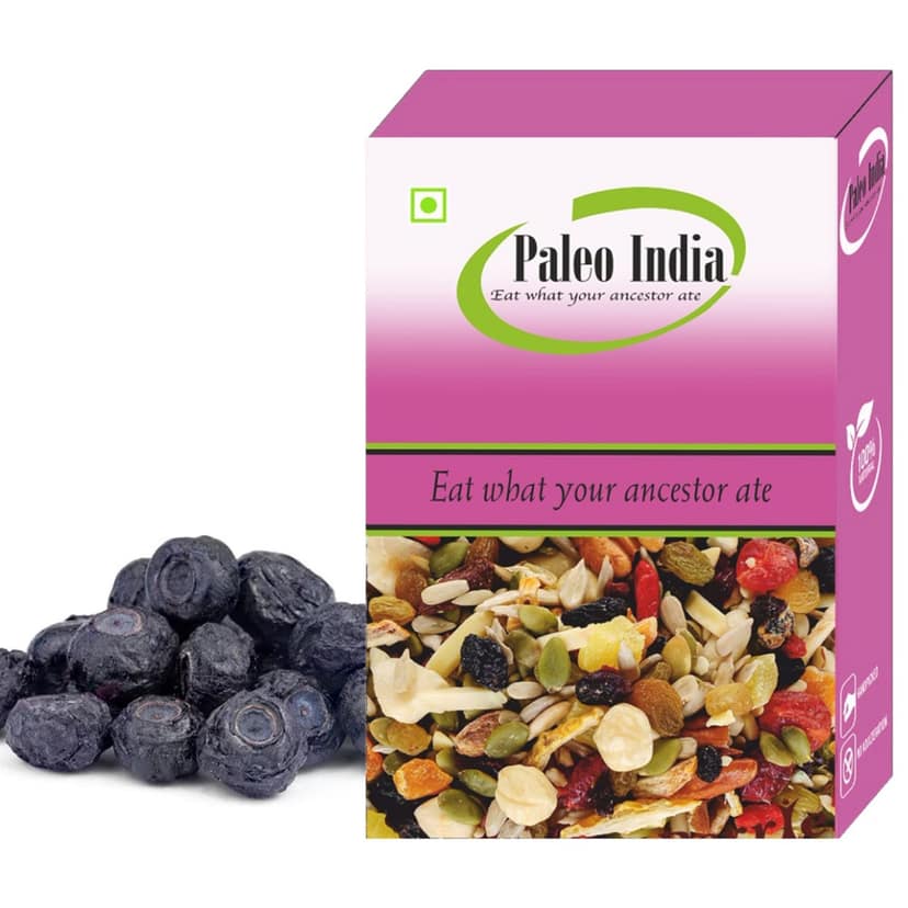 Paleo India 500gm Premium Dried Blueberries| Sweet Tangy Antioxidant Rich Snacks| Perfect for Snacking, Baking & Smoothies | Juicy Flavorful Packed with Nutrition