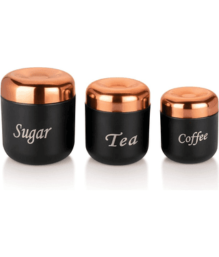 STEEPLE Stainless Steel Black Tea/Coffee/Sugar Container ( Set of 3 )