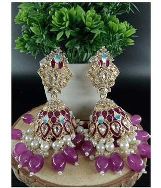 Jiyanshi fashion Purple Jhumki Earrings ( Pack of 1 )