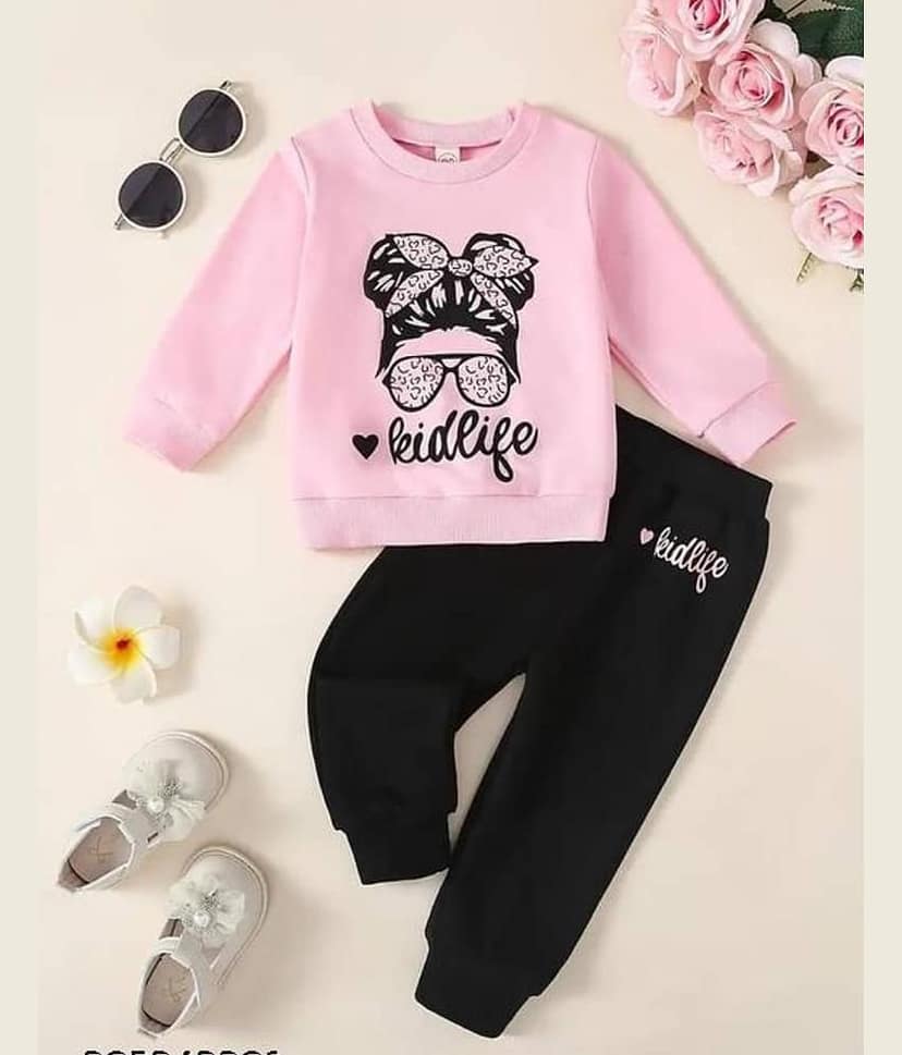 MUSNAH GARMENTS Pack of 1 Baby Girls Cotton Top With Pants ( Pink )