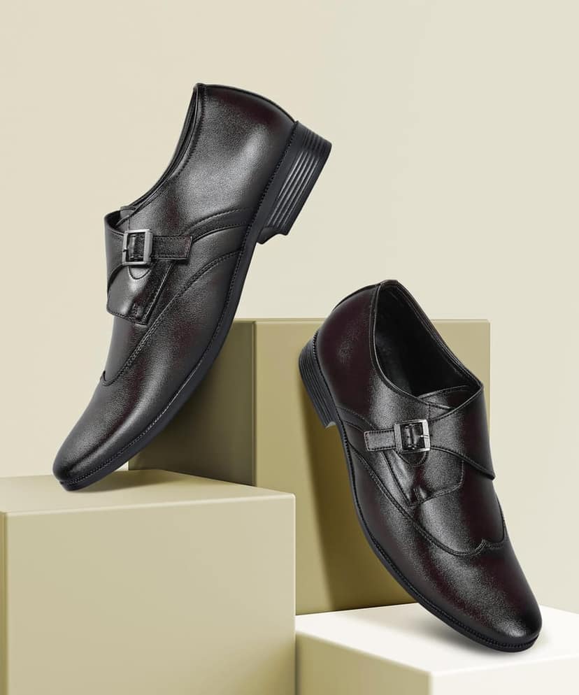 Paragon Men's Brown Formal Shoes with Buckle| Durable & Sturdy for Outdoor Wear view 7