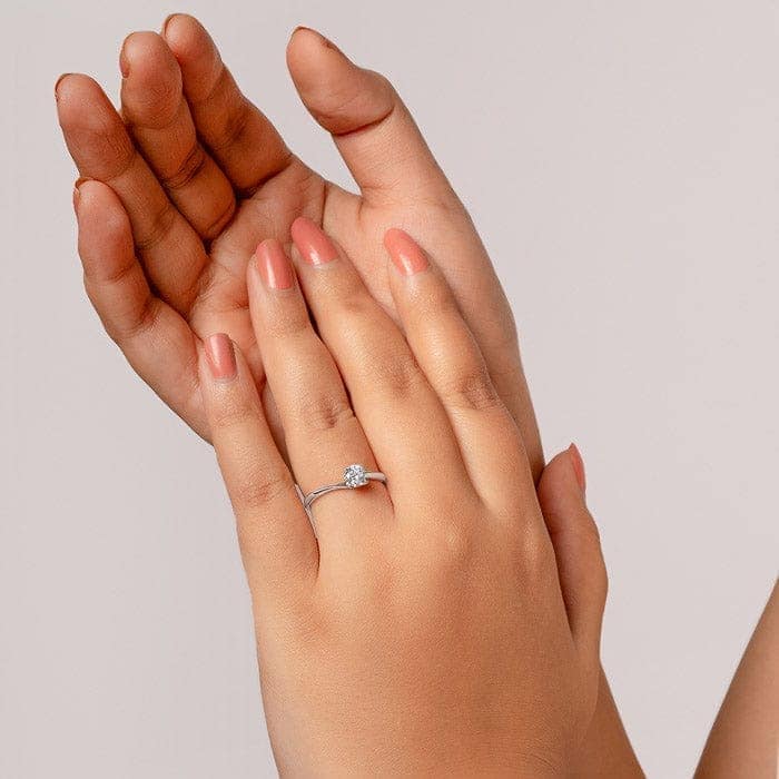 Silver Tiny Solitaire Ring view 2