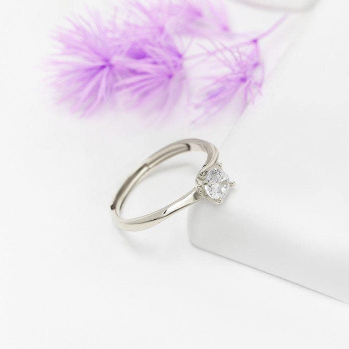 Silver Tiny Solitaire Ring view 3