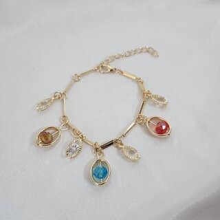 Gold plated Multi color drop bracelet for girl Women
