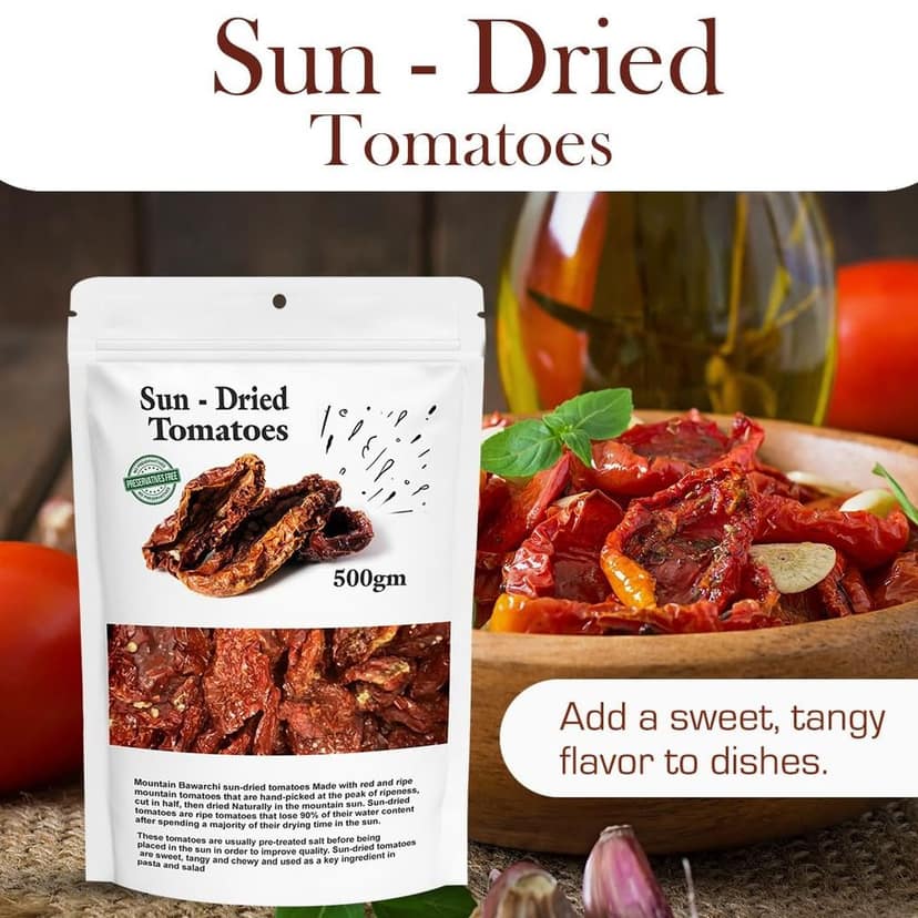 Mountain Bawarchi Sun Dried Tomatoes 1kg | No Added Preservatives | Natural & Pure Sundried Tomatoes Dry | 500g, Pack of 2 view 4