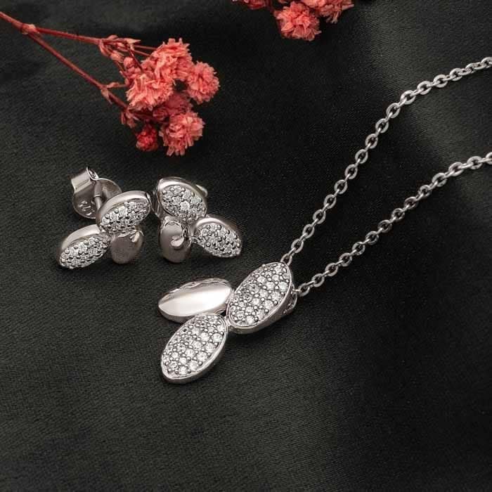 Silver Jasmine Pendant Set view 4