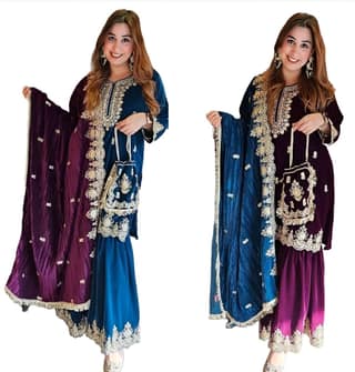 Blue Purple Black Red Sharara Suit Set Salwar Kameez Readymade Pakistani Stitched New Indian Ready To Wear Wedding Suit