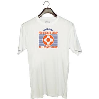 UDNAG Unisex Round Neck Graphic Football, Pro soccer Polyester T-Shirt White