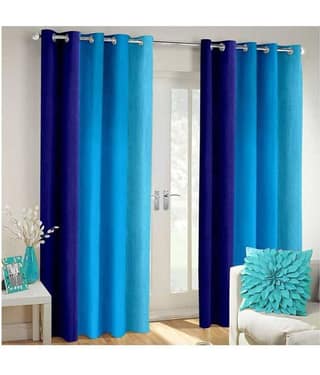 Panipat Textile Hub Blackout Eyelet Window Curtain 5 ft Pack of 2 -Blue