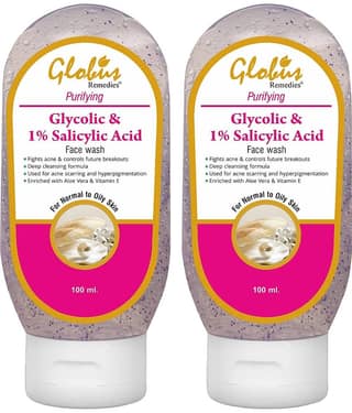 Globus Remedies Glycolic adn 1% Salicylic acid Face Wash 100 ml (Pack of 2)