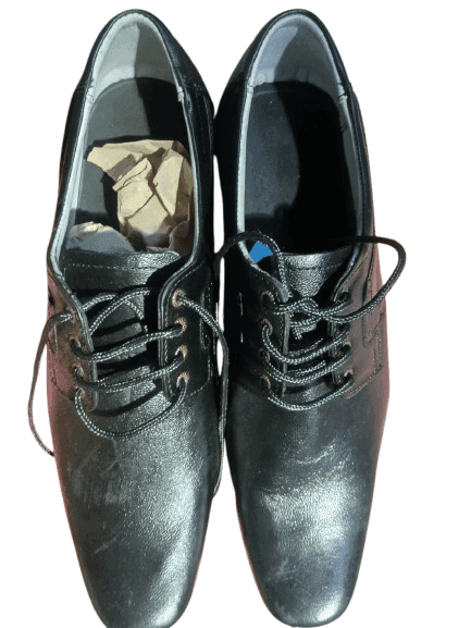 Men's Black Faux Leather Lace-Up Oxfords view 2
