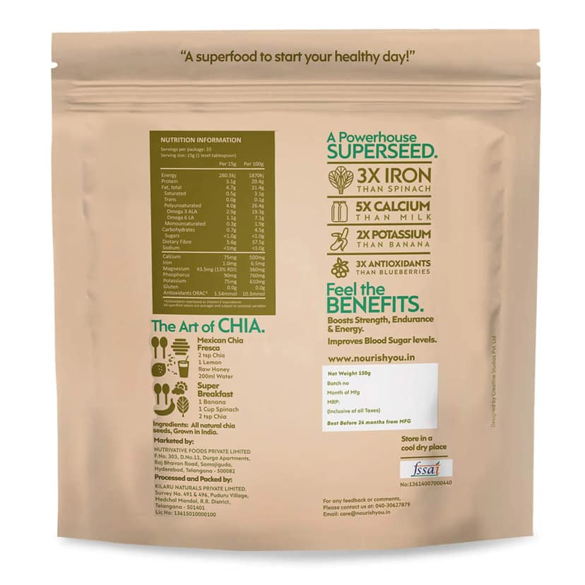 nourish you Raw Black Chia Seeds view 4