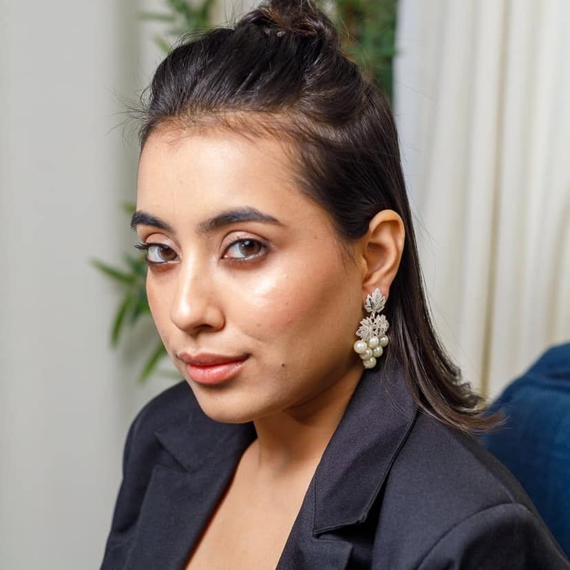 Kashmir Chinar Silver Cluster Earrings view 2