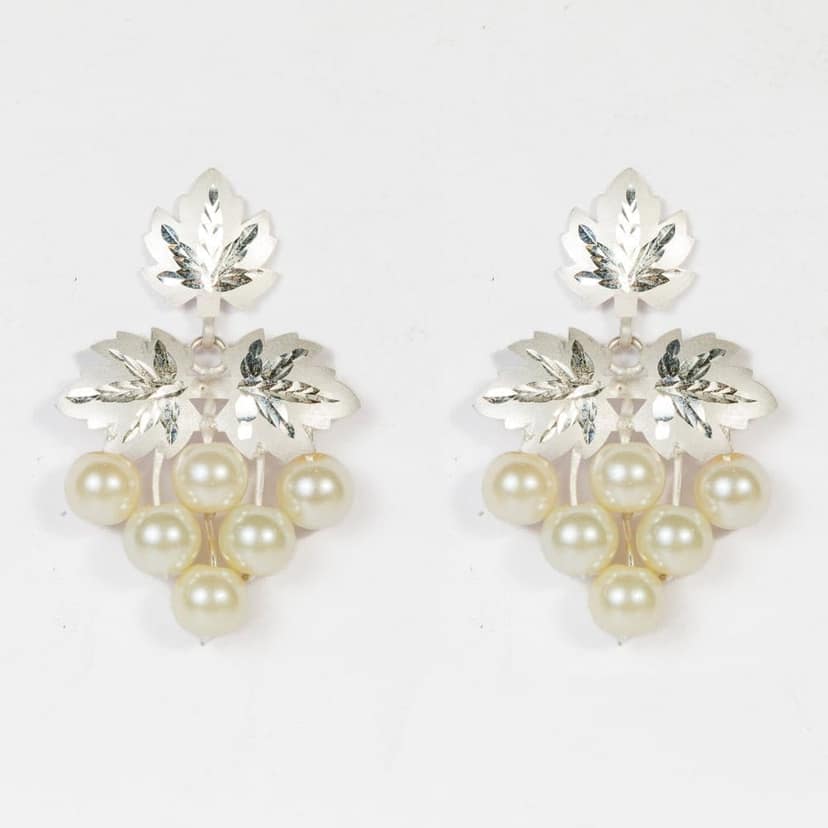 Kashmir Chinar Silver Cluster Earrings view 3