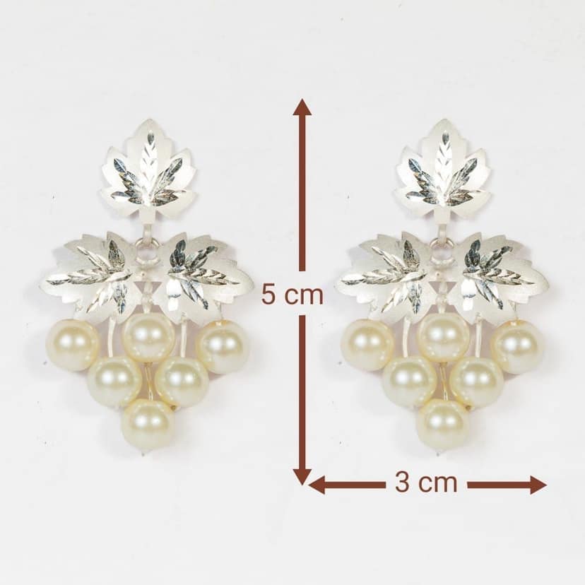 Kashmir Chinar Silver Cluster Earrings view 4