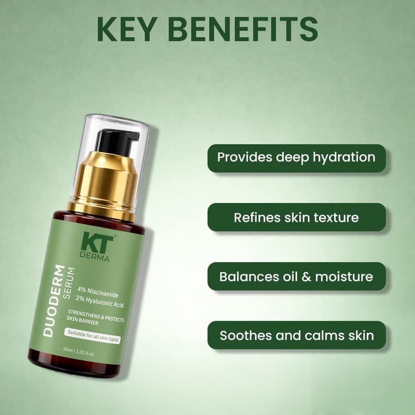 KT DERMA DuoDerm Serum - 4% Niacinamide & 2% Hyaluronic Acid, Skin Barrier Repair, Intense Hydration & Fine Line Reduction - 30ml view 4